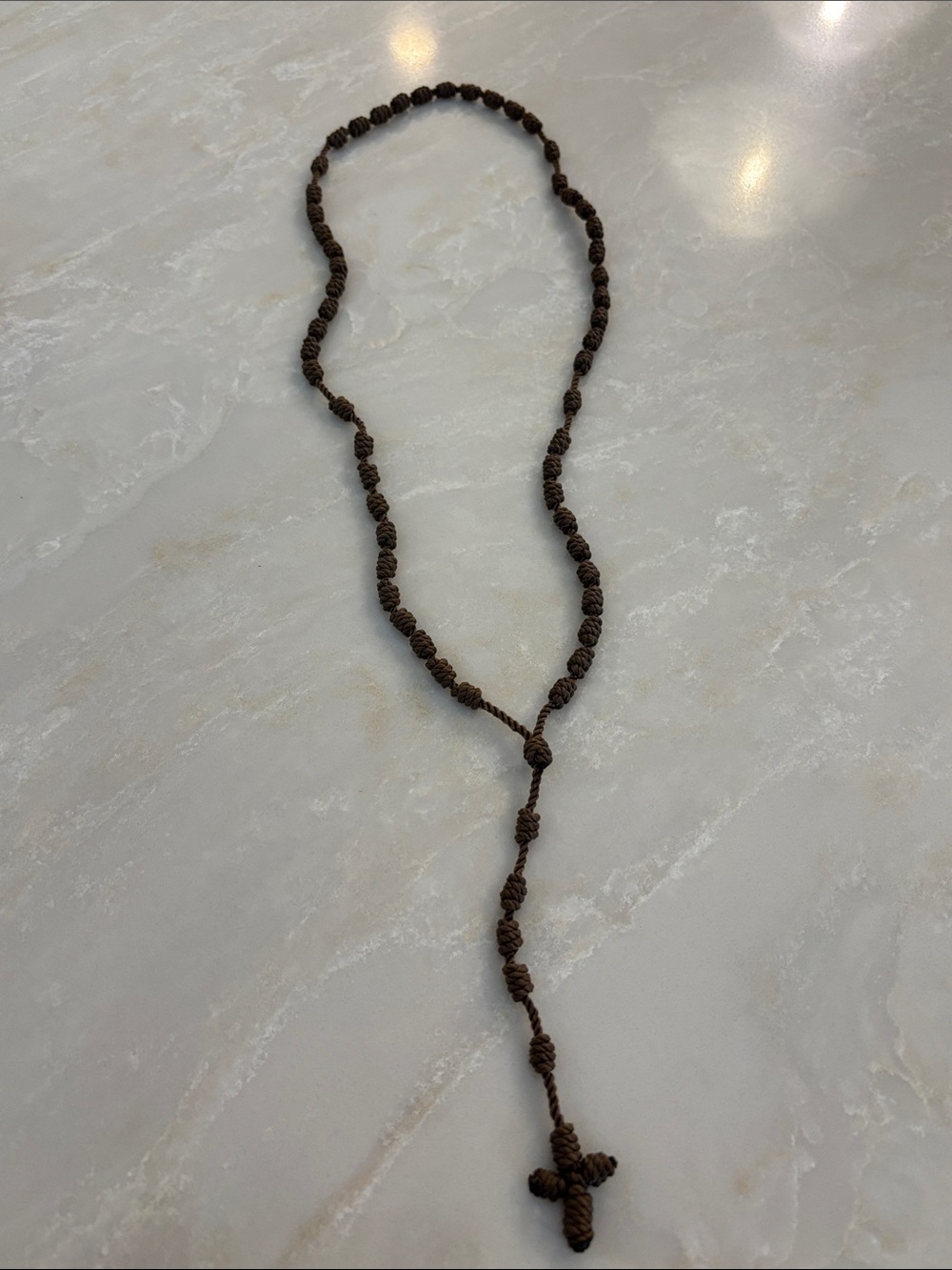 Handmade Brown Knotted Rosary Necklace - Women's Jewelry